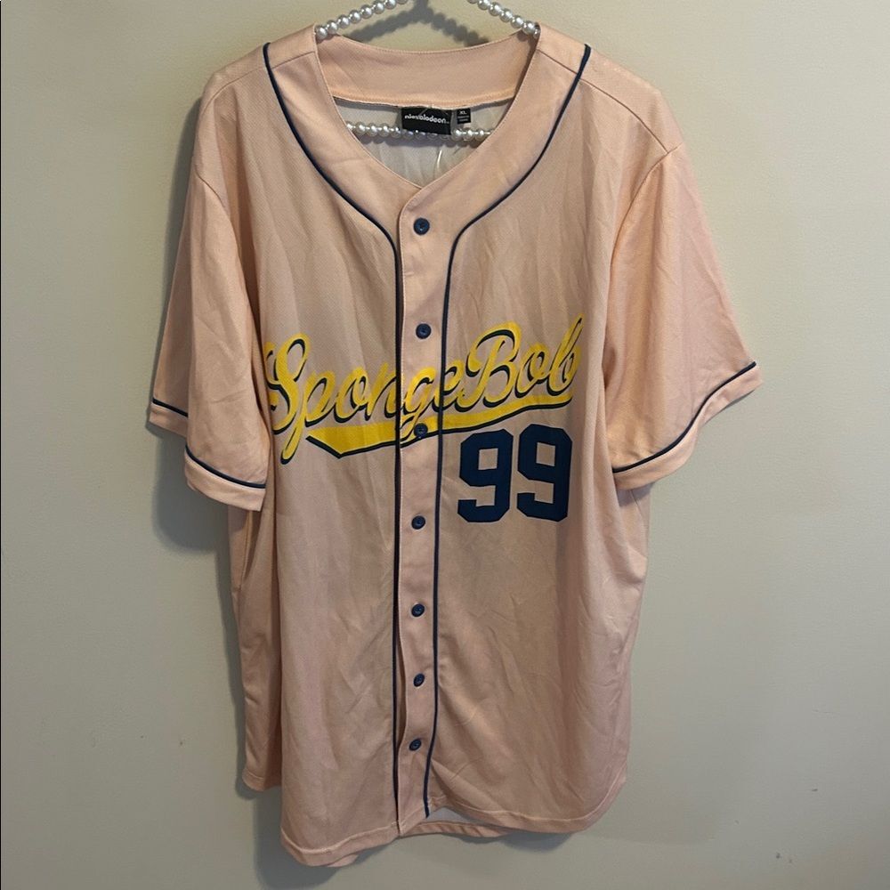SpongeBob SquarePants Nickelodeon Button Up Baseball Jersey. Size XL NWT